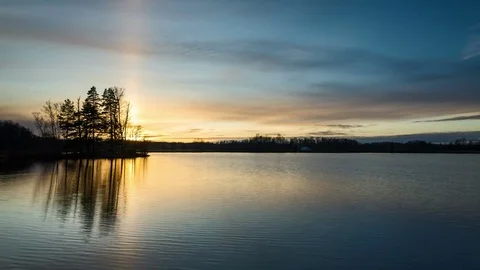 Beautiful timelapse of sunset at small lake in Katrineholm Sweden Scandinavia Stock Footage 83321898