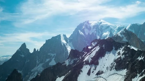 Beautiful timelapse video of Mont Blanc mountain at the boundary of Italian and Stock Footage 76333053