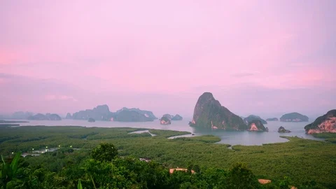 Beautiful timelapse video of sunset cloudscape shooted from the Phang Nga Bay Stock Footage 85292508