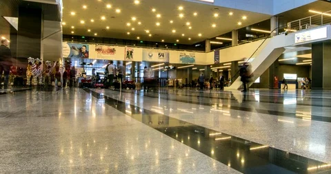 A beautiful timelapse, view of the interior of the large lobby Stock-Footage 129501651