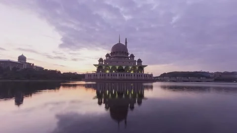 A beautiful timelapse view of putra mosque during sunrise in 4k Stock Footage 156265814