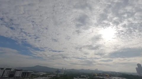 Beautiful timelapse of white cloud waves moving to form a block pattern Stock Footage 259194525