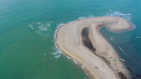 Beautiful tiny remote romantic island surrounded by sea water Stock Footage 187182097