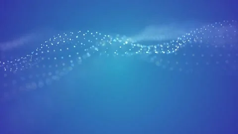 Beautiful tiny white particles waving motion blue background Stock Footage 256017862