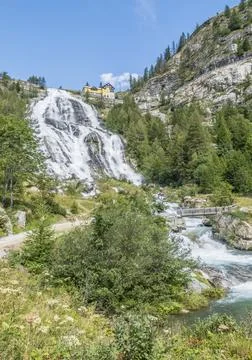 The beautiful Toce Waterfall in Formazza Valley in Piedmont Stock Photos