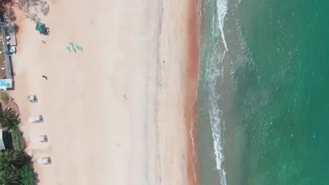 Beautiful top-down shot of a beach in West Africa, Liberia, Robertsport Stock Footage 179473605