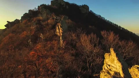 Beautiful top view of mountain peaks and rocks Stock Footage 148449216