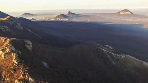 Beautiful top view of mountain peaks and rocks Stock Footage 148449374
