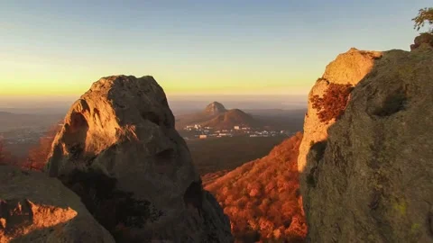 Beautiful top view of mountain peaks and rocks Stock Footage 148449406