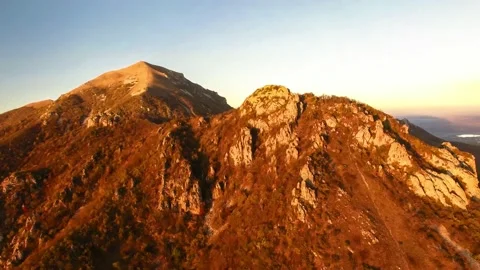 Beautiful top view of mountain peaks and rocks Stock Footage 148449565