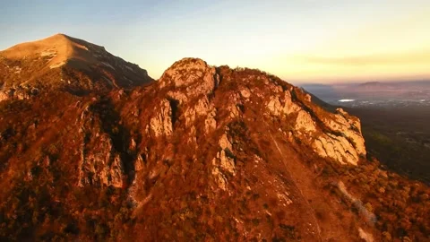Beautiful top view of mountain peaks and rocks Stock Footage 148449589