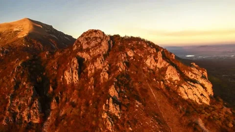 Beautiful top view of mountain peaks and rocks Stock Footage 148449644