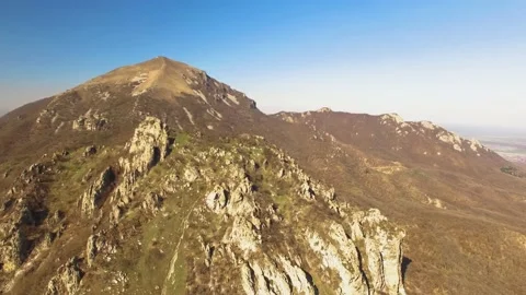 Beautiful top view of mountain peaks and rocks Stock Footage 148449703