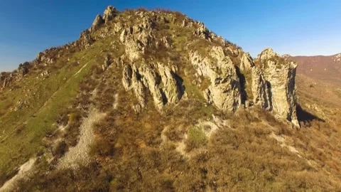 Beautiful top view of mountain peaks and rocks Stock Footage 148449729