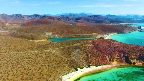 Beautiful top view of the mountains and the ocean Stock Footage 166116789
