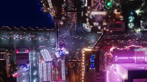 Beautiful top view time-lapse of car traffic at hotel buildings, 4K Las Vegas Stock-Footage 193302954