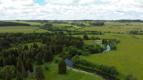 Beautiful top view of a winding river Video stock 113389005