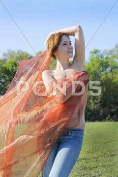Beautiful topless woman outdoors (9) Stock Photos
