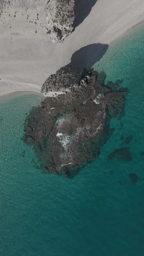 Beautiful topshot vertical drone view of playa de los muertos spain Video stock 300553744