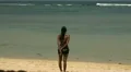 Beautiful tourist girl waiting at the sea HD Footage