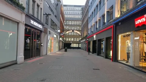 BEAUTIFUL TRACKING SHOT DOWN CARNABY STREET AT PEAK HOUR COVID-19 LOCKDOWN Stock Footage 126588738