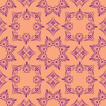 Beautiful traditional seamless pattern in violet and red texture. Stock Illustration