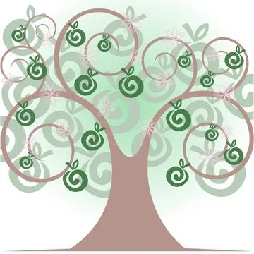Beautiful tree beautiful stylized tree with apples and flowers Copyright: ... Stock Photos