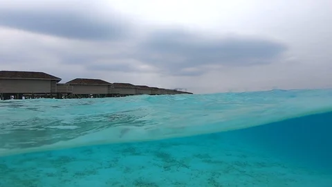 A beautiful tropical beach, half under water - half above water. Stock Footage 90879909