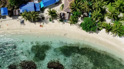 Beautiful tropical beach in the Philippines (reverse rocket drone shot) Stock-Footage 297712588