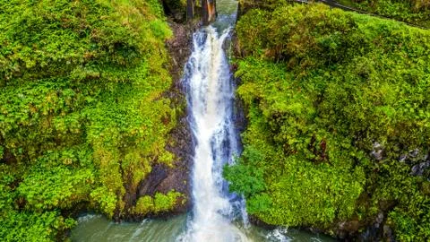 Beautiful Tropical Hana Maui Hawaii Waterfall Stock Photos