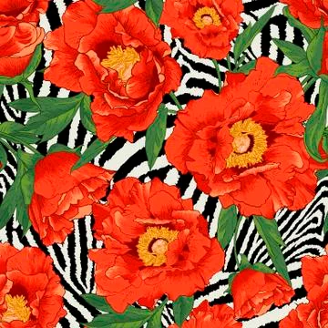 Beautiful tropical seamless flower pattern Illustrazione stock