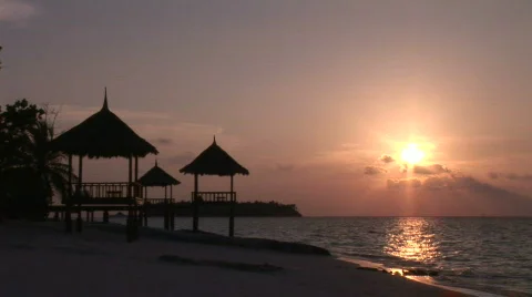 Beautiful Tropical Sunset dramatic sky Stock Footage 479545