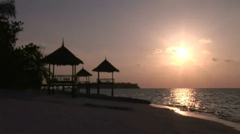 Beautiful Tropical Sunset dramatic sky Stock Footage 479886