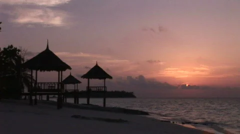 Beautiful Tropical Sunset dramatic sky Stock Footage 481354