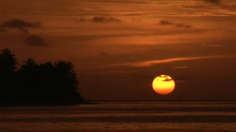 Beautiful Tropical Sunset dramatic sky Stock Footage 481571