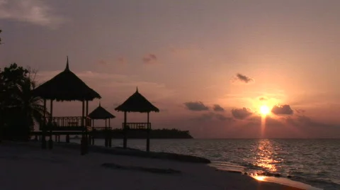 Beautiful Tropical Sunset dramatic sky Stock Footage 481662