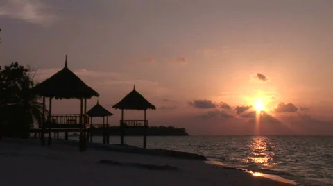 Beautiful Tropical Sunset dramatic sky Stock Footage 481943