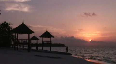 Beautiful Tropical Sunset dramatic sky Stock Footage 482246