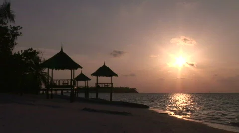 Beautiful Tropical Sunset dramatic sky Stock Footage 482818