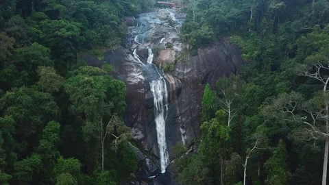 Beautiful tropical waterfall in Langkawi (7 wells waterfall) Stock Footage