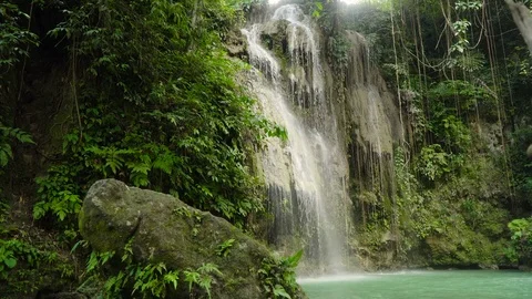 Beautiful tropical waterfall. Philippines Cebu island. Stock Footage