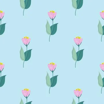 Beautiful tulip seamless pattern. Spring flowers background. Stock Illustration