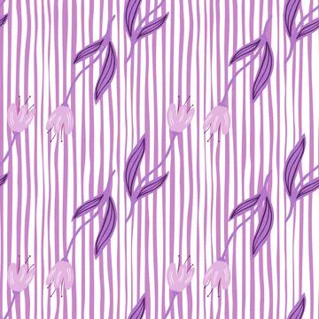 Beautiful tulip seamless pattern on stripe background. Illustrazione stock