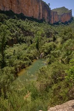 Beautiful Turia river valley and canyon in Chulilla Stock Photos