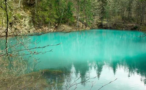 A beautiful turquoise lake. One of the four mountain lakes called Kolorowe je Stock Photos