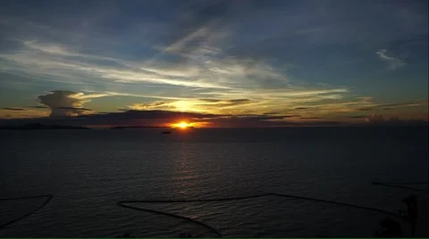 Beautiful twilight light during sunset in Pattaya, Stock Footage 55391573