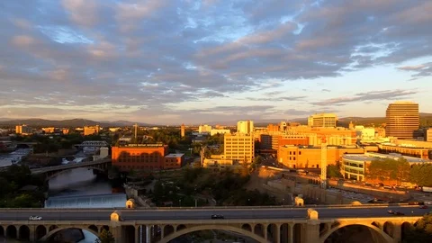 Beautiful Twilight Scenery in Spokane Washington USA Stock-Footage 105931453