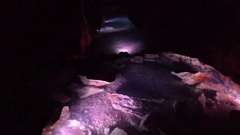 Beautiful Underground River in a Dark Red Cave Qızıl Qoba , Crimea Stock Footage 82299123