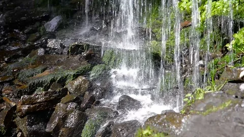 Beautiful , unique, crystal clear small waterfall Stock Footage 95418863