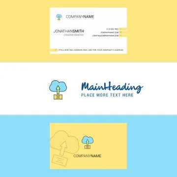 Beautiful Uploading on cloud  Logo and business card. vertical Design Vector Stock Illustration